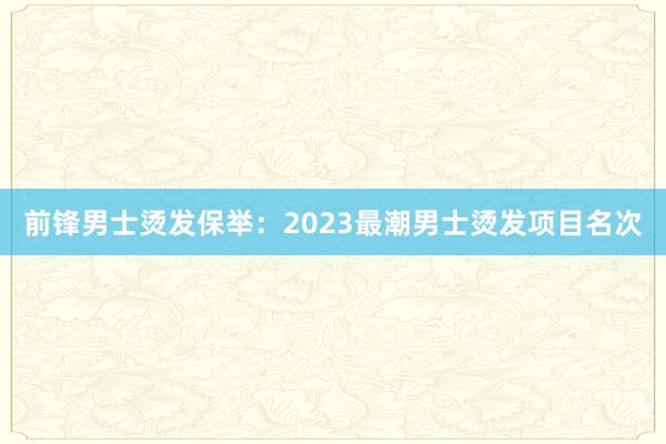 前锋男士烫发保举：2023最潮男士烫发项目名次